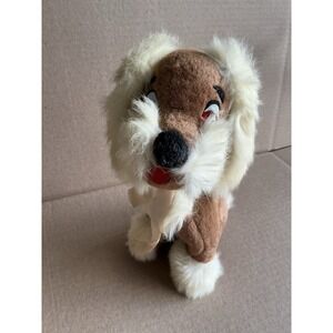 Vtg Plush Stuffed Dog 11x6" 50's-60's Real Fur Highlights Unbranded